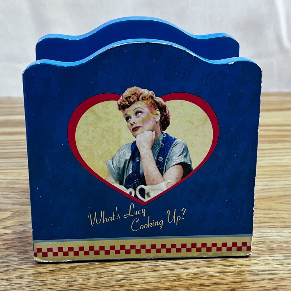 Vandor I Love Lucy Wooden‎ Napkin Holder Desk Organizer What's Lucy Cooking Up